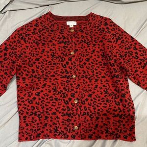 Red leopard cardigan